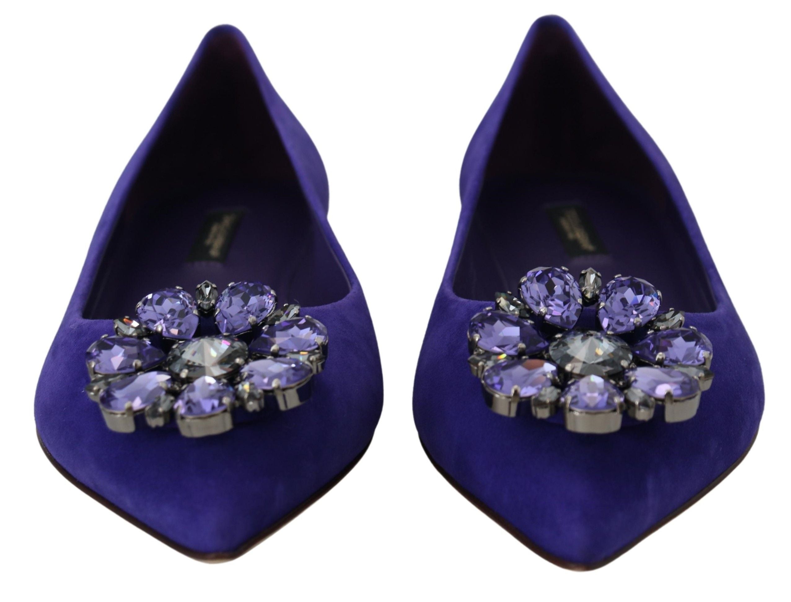 Purple Suede Crystal Loafers Flats Shoes