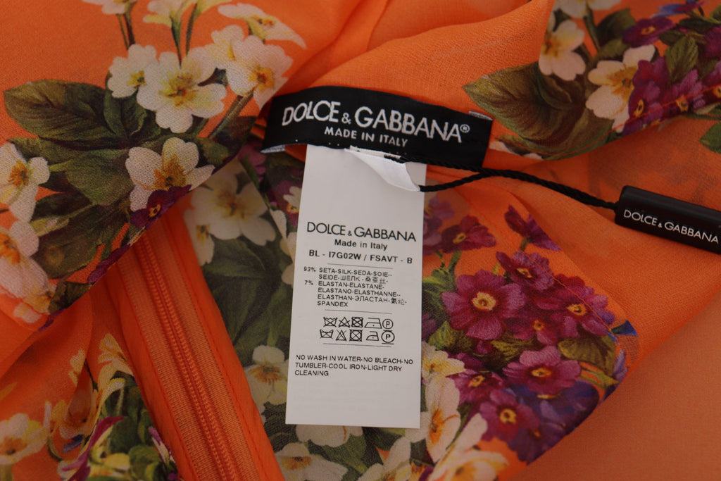 Orange Bluse mit langen Ärmeln und Blumenmuster