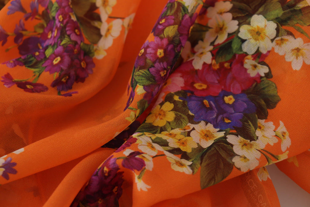 Orange Bluse mit langen Ärmeln und Blumenmuster