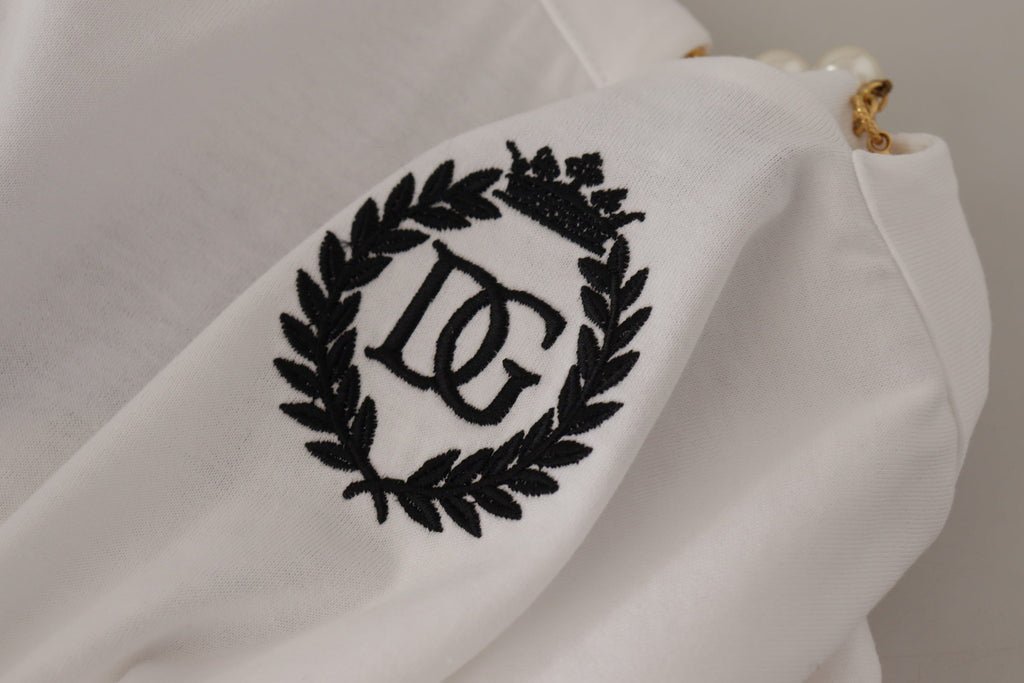 Weißes T-Shirt-Oberteil mit verziertem Ausschnitt
