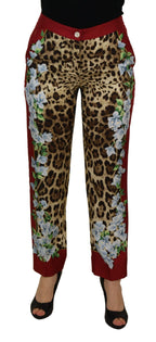 Mehrfarbige Leopard Flora bedruckte Hose mit mittlerer Bundhöhe