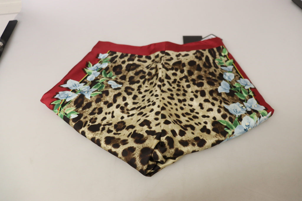 Mehrfarbige Leopard Flora bedruckte Hose mit mittlerer Bundhöhe