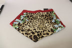 Mehrfarbige Leopard Flora bedruckte Hose mit mittlerer Bundhöhe