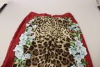 Mehrfarbige Leopard Flora bedruckte Hose mit mittlerer Bundhöhe