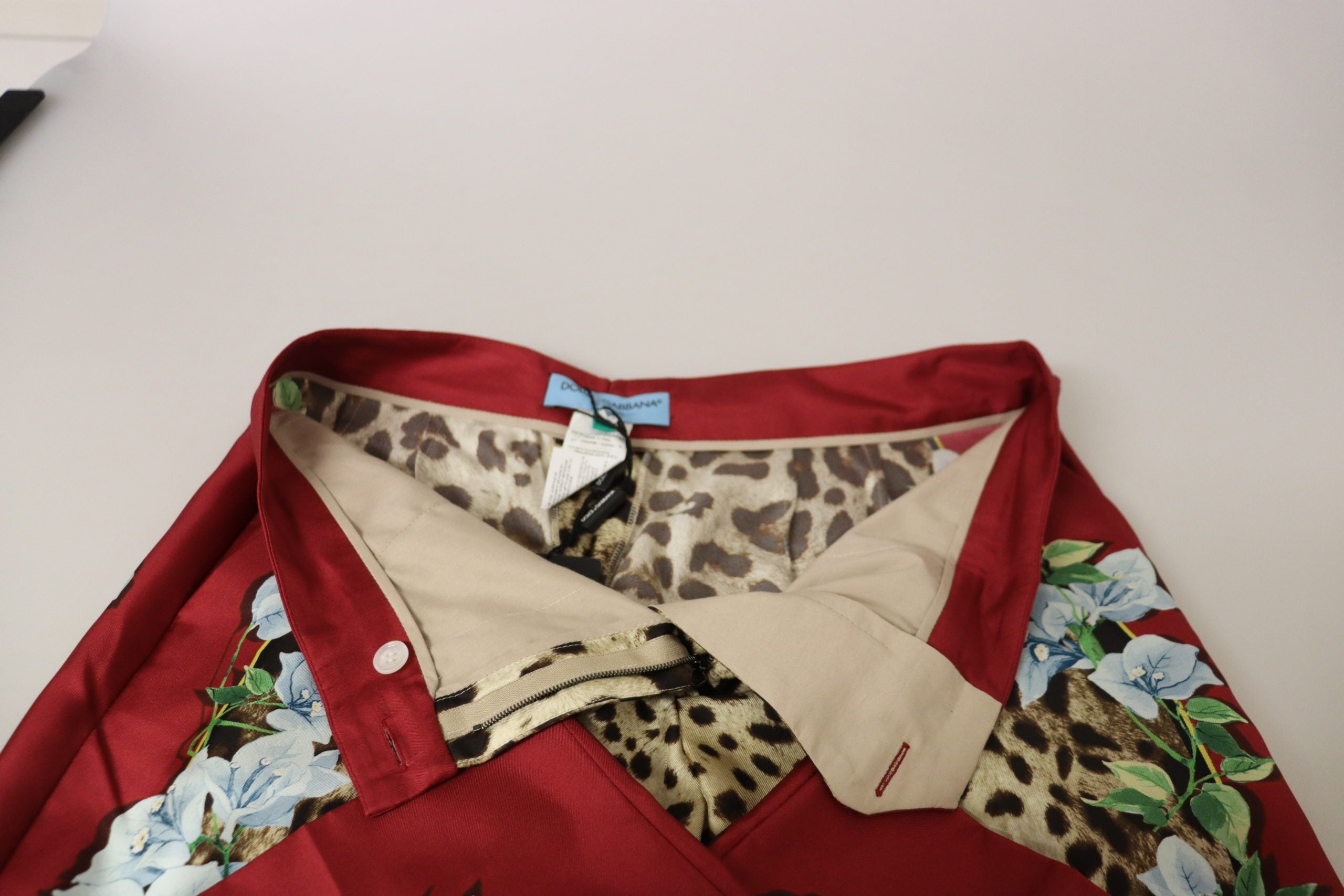 Mehrfarbige Leopard Flora bedruckte Hose mit mittlerer Bundhöhe