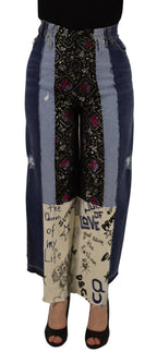 Multicolor Patchwork DG Fashion Wide Leg Denim Pant