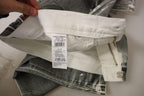 Grey Washed High Waist Denim Pants Cotton Jeans