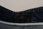 Blue Denim Crystal Embellished Pants Jeans
