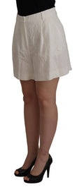 Weiße High-Waist Culotte-Shorts aus Baumwolle