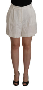 Weiße High-Waist Culotte-Shorts aus Baumwolle