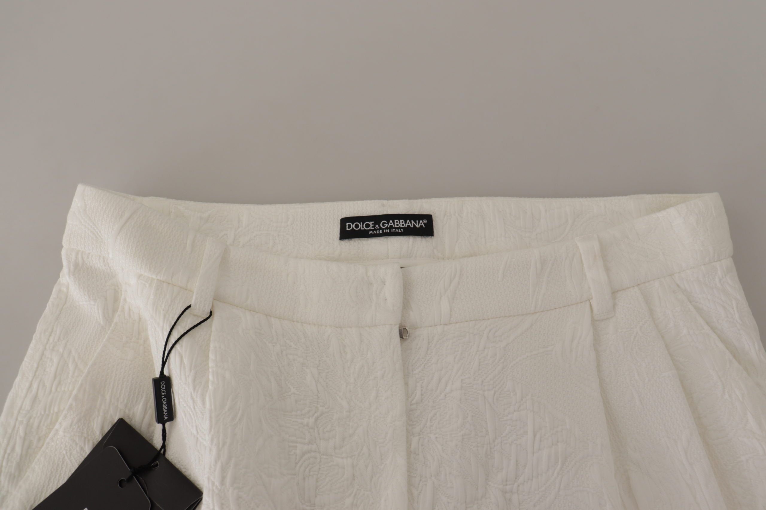 Weiße High-Waist Culotte-Shorts aus Baumwolle