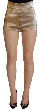 Goldfarbene, glitzernde Hot Pants aus Baumwollmischung