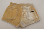 Goldfarbene, glitzernde Hot Pants aus Baumwollmischung