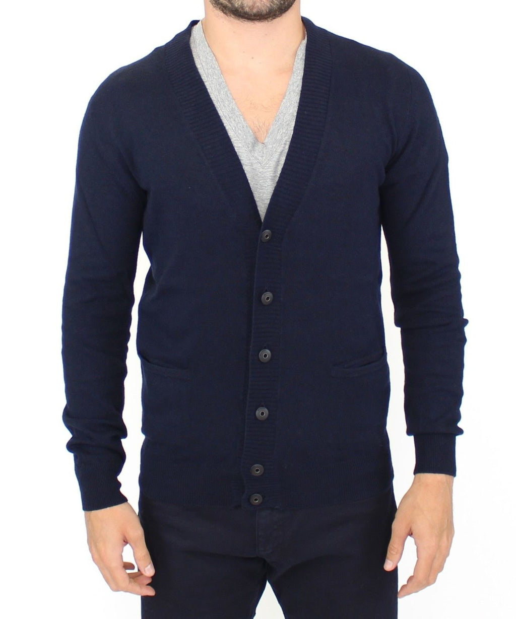Blauer Strickpullover aus Wolle und Kaschmir