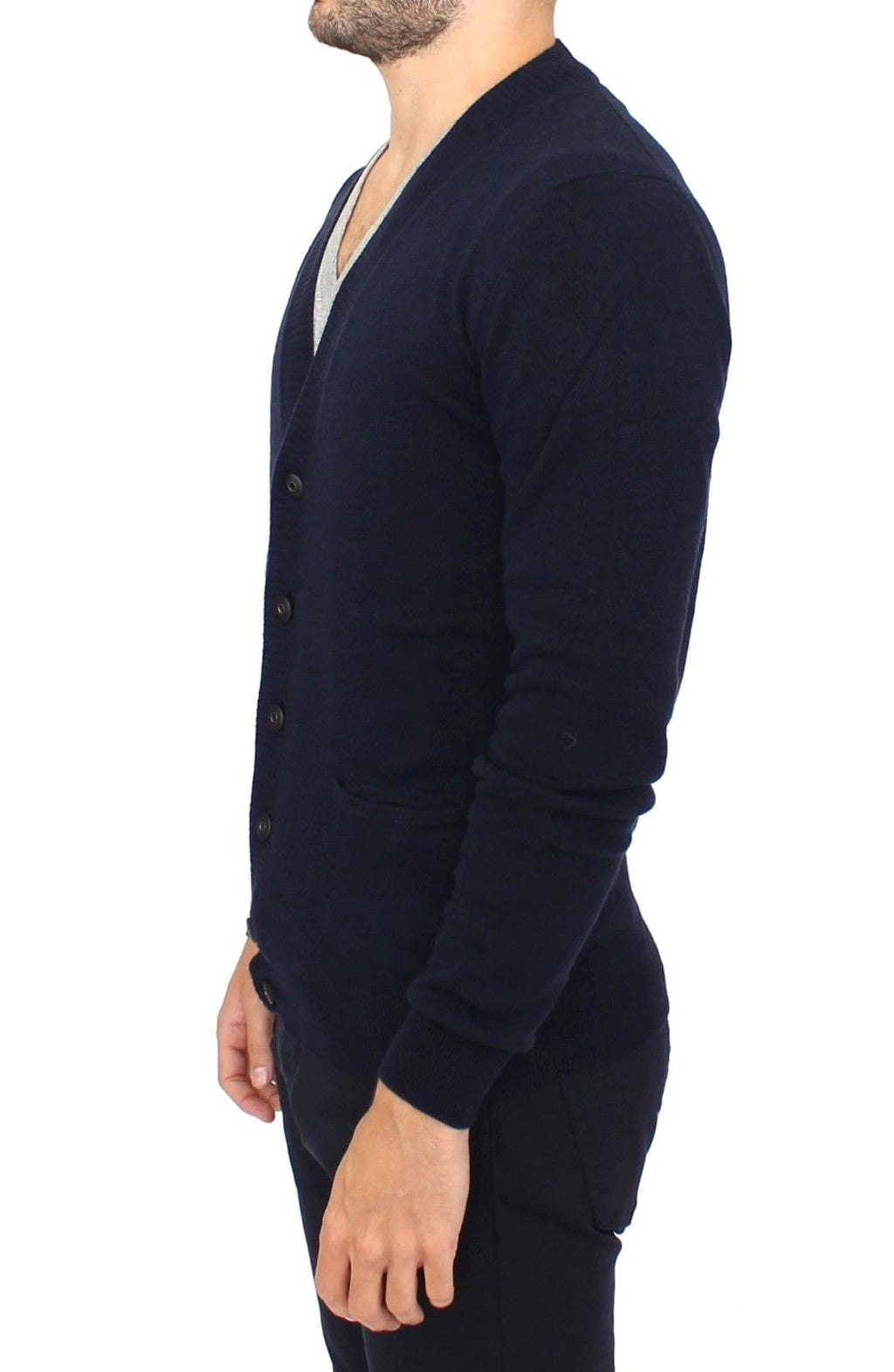 Blauer Strickpullover aus Wolle und Kaschmir
