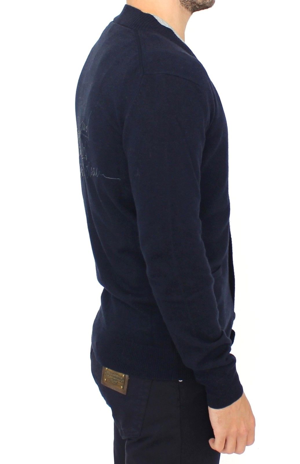 Blauer Strickpullover aus Wolle und Kaschmir