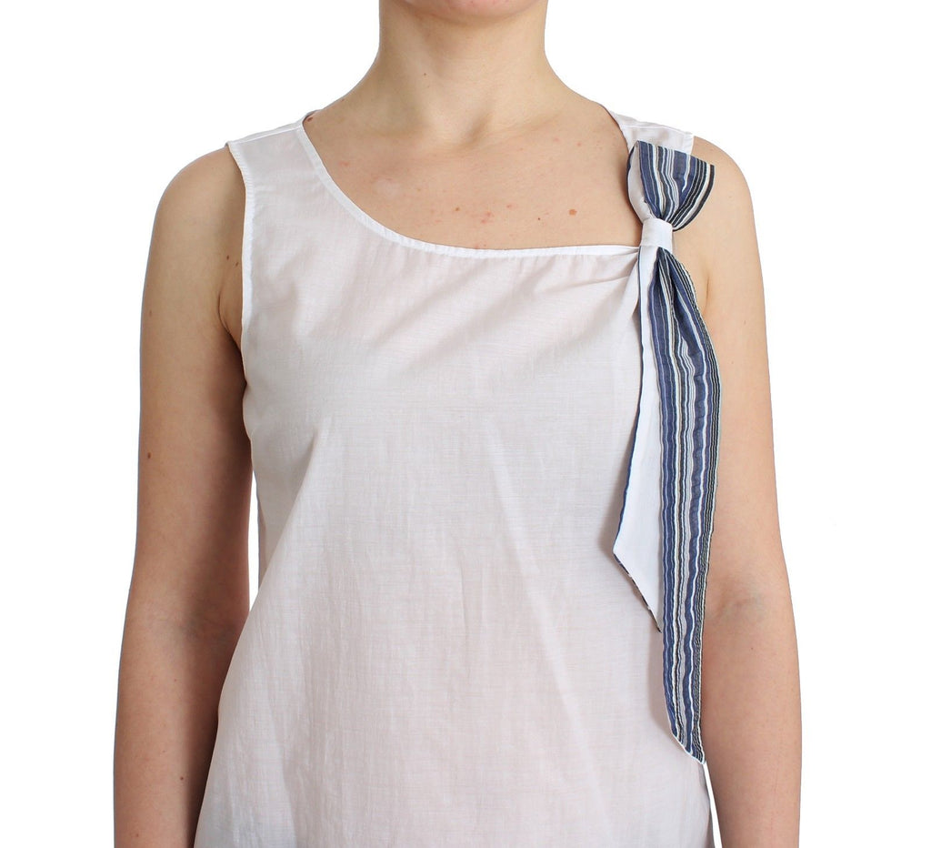 Weiß Blau Oberteil Bluse Tank Top Shirt Ärmellos