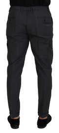 Grau karierte Cargohose Stretchhose