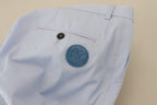 Blue Cotton Stretch Trousers Chinos Pants