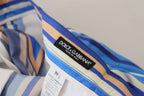 Blaue gestreifte Seide-Baumwolle schmale Hose