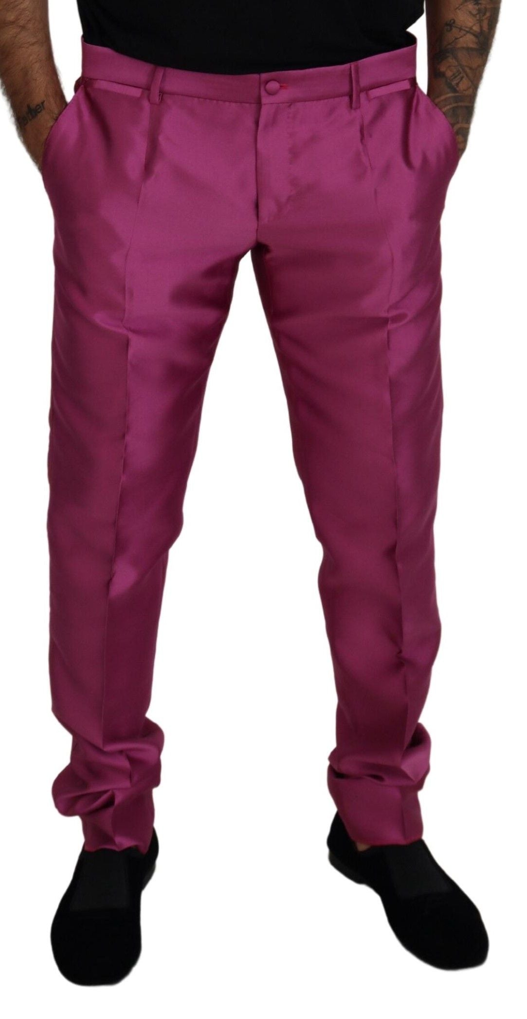 Rosa Seide Slim Hose Elegante Hose