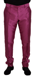 Rosa Seide Slim Hose Elegante Hose