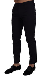 Blue Stretch Cotton Slim Trousers Chinos Pants