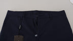 Blue Linen Cotton Slim Trousers Chinos Pants