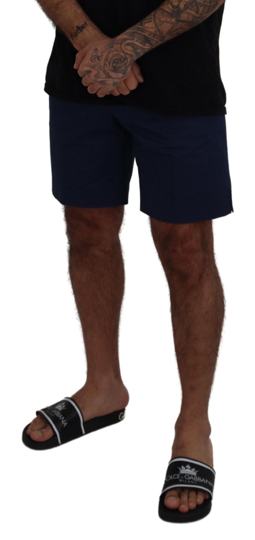 Blaue Chinos Baumwoll-Stretch Freizeit-Shorts