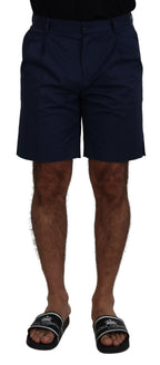 Blaue Chinos Baumwoll-Stretch Freizeit-Shorts
