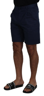 Blaue Chinos Baumwoll-Stretch Freizeit-Shorts