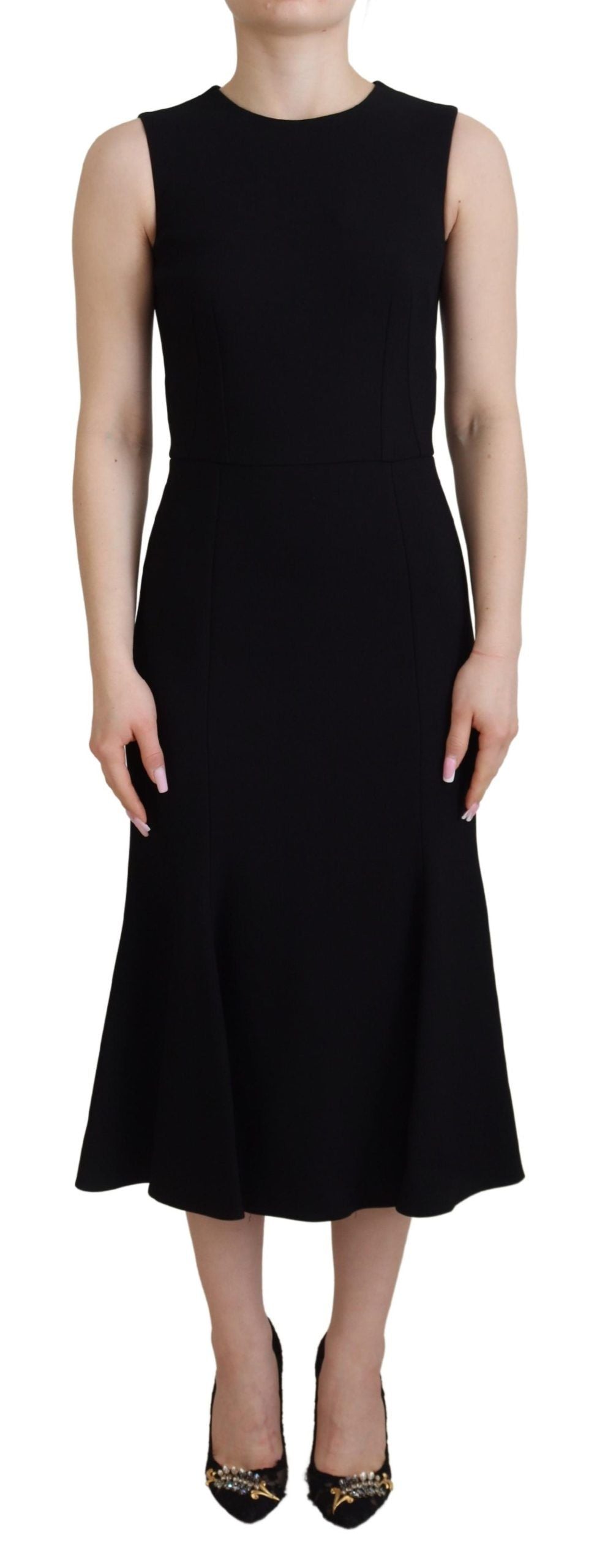 Schwarzes Kleid Etui Flare Viskosekleid