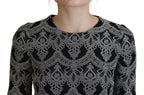 Black Gray Jacquard Sheath Bodycon Dress