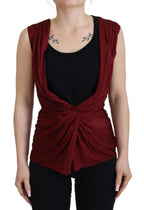 Bordeaux Silk Stretch Top Vest Blouse