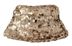 Goldene Seidenhut mit Paillettenbesatz und Designerkrempe
