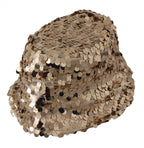 Goldene Seidenhut mit Paillettenbesatz und Designerkrempe