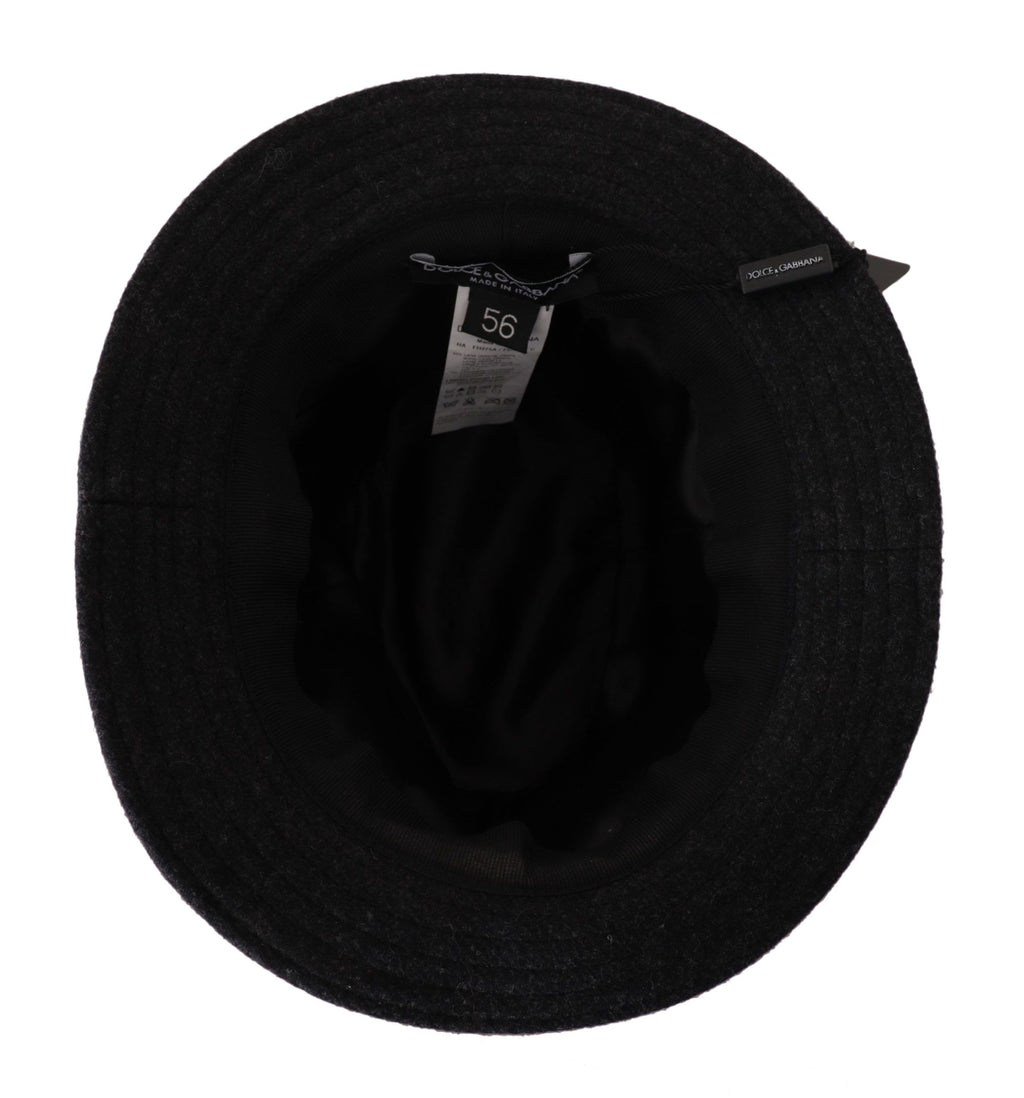 Gray Virgin Wool Logo Fedora Trilby Hat