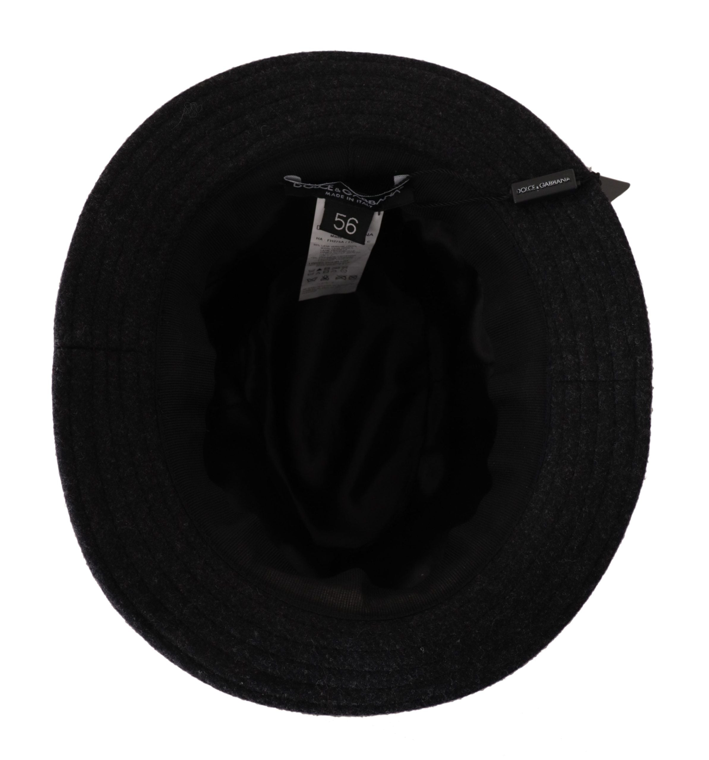 Gray Virgin Wool Logo Fedora Trilby Hat
