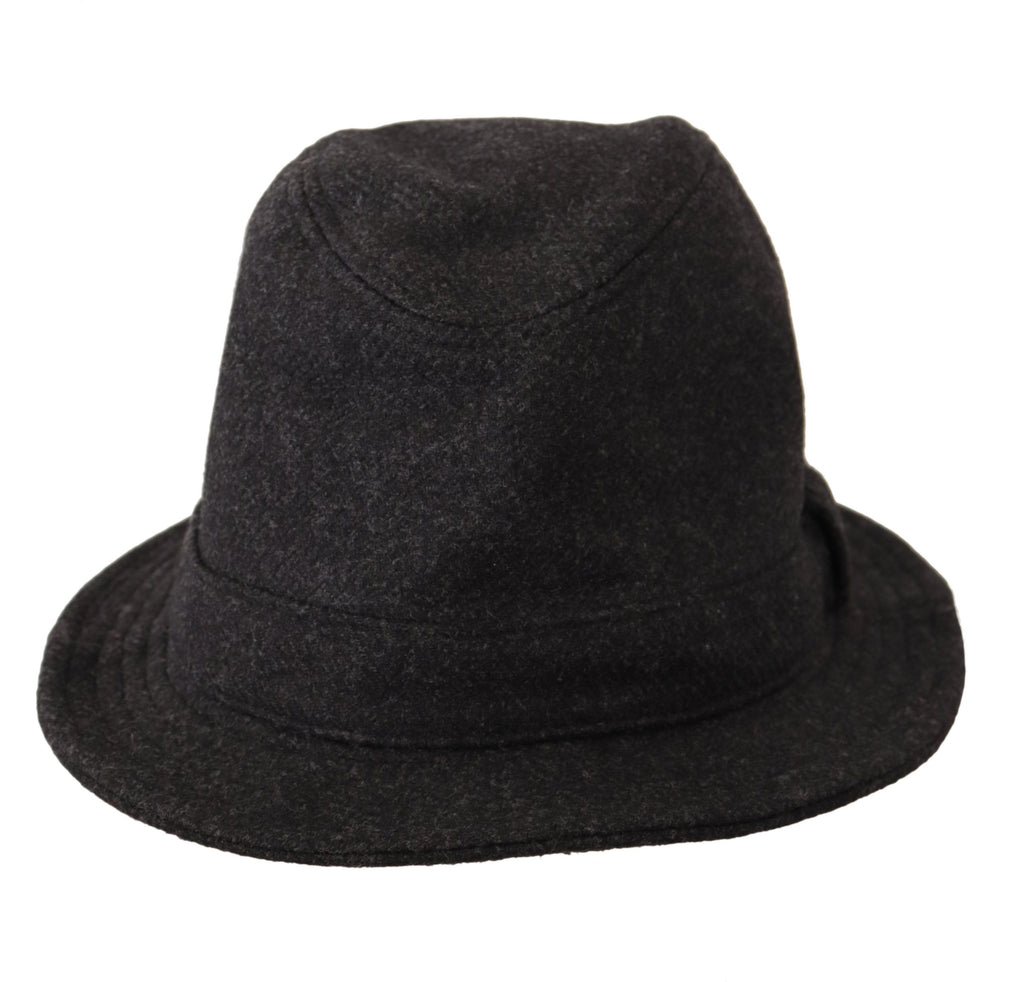 Gray Virgin Wool Logo Fedora Trilby Hat