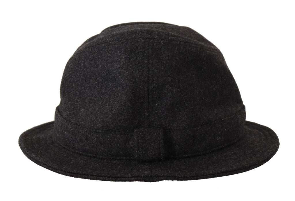 Gray Virgin Wool Logo Fedora Trilby Hat