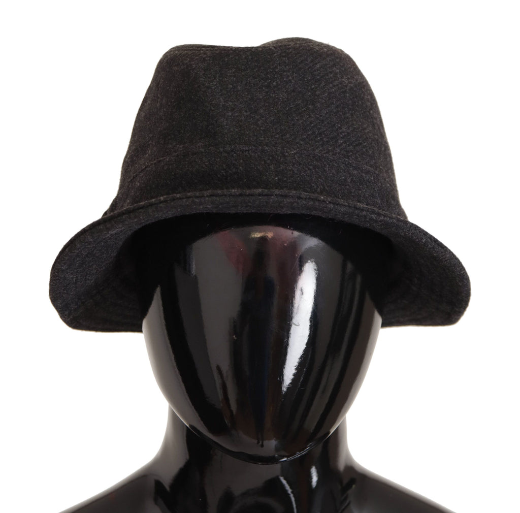 Gray Virgin Wool Logo Fedora Trilby Hat