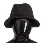 Gray Virgin Wool Logo Fedora Trilby Hat