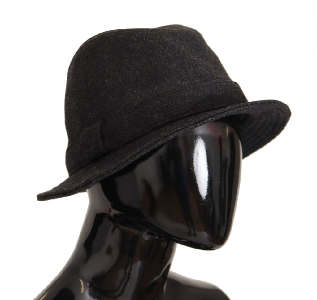 Gray Virgin Wool Logo Fedora Trilby Hat