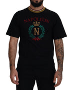 Black Cotton Embroidered Crewneck T-shirt