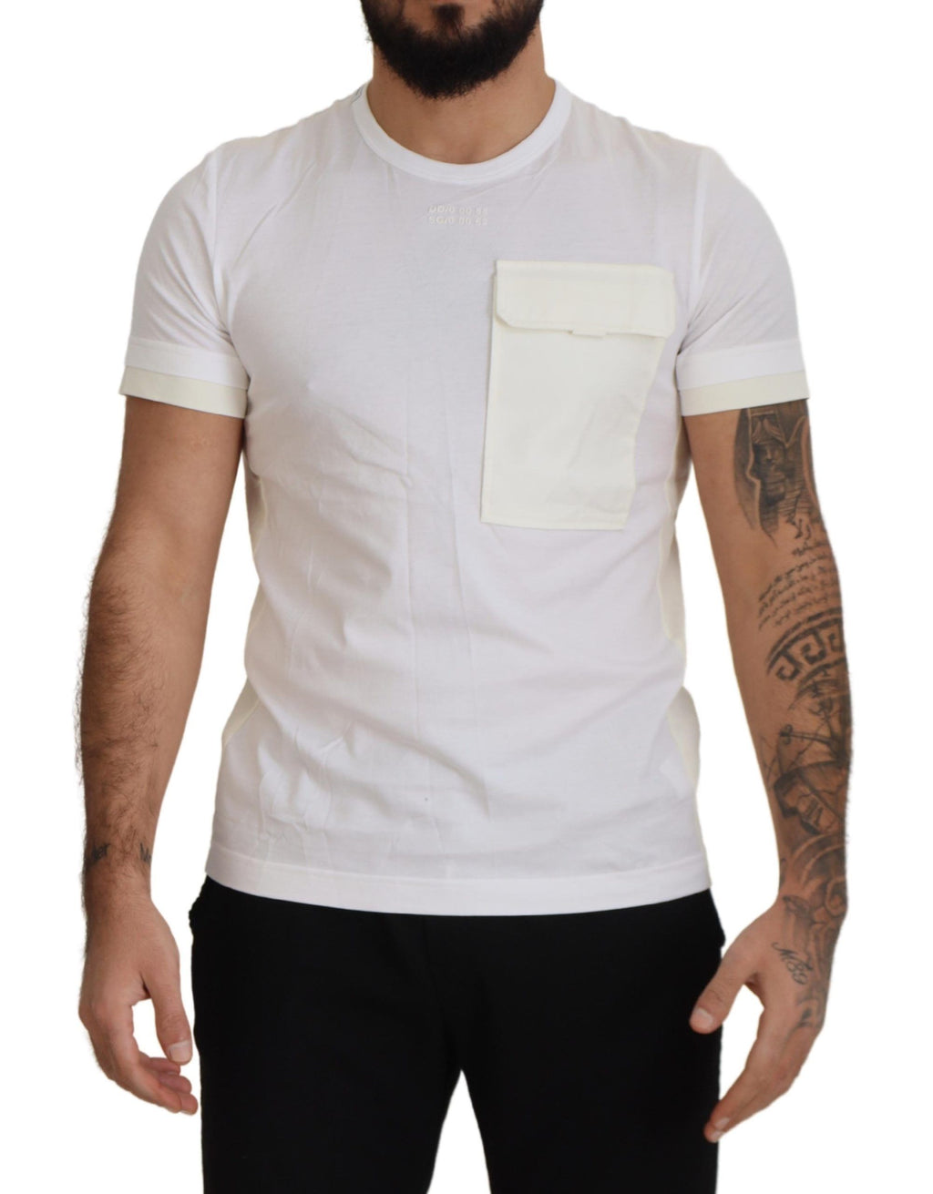 Weißes Kurzarm-T-Shirt mit Pattentasche