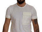 Weißes Kurzarm-T-Shirt mit Pattentasche
