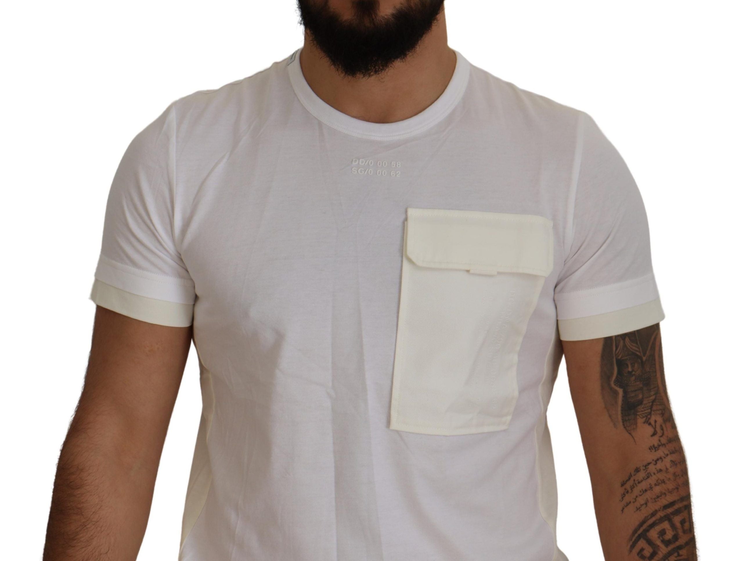 Weißes Kurzarm-T-Shirt mit Pattentasche