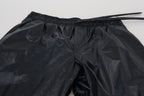 Schwarze, glänzende Nylonhose mit Kordelzug