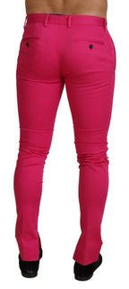 Rosa Hose mit Reißverschluss, Schnalle und hohem Bund