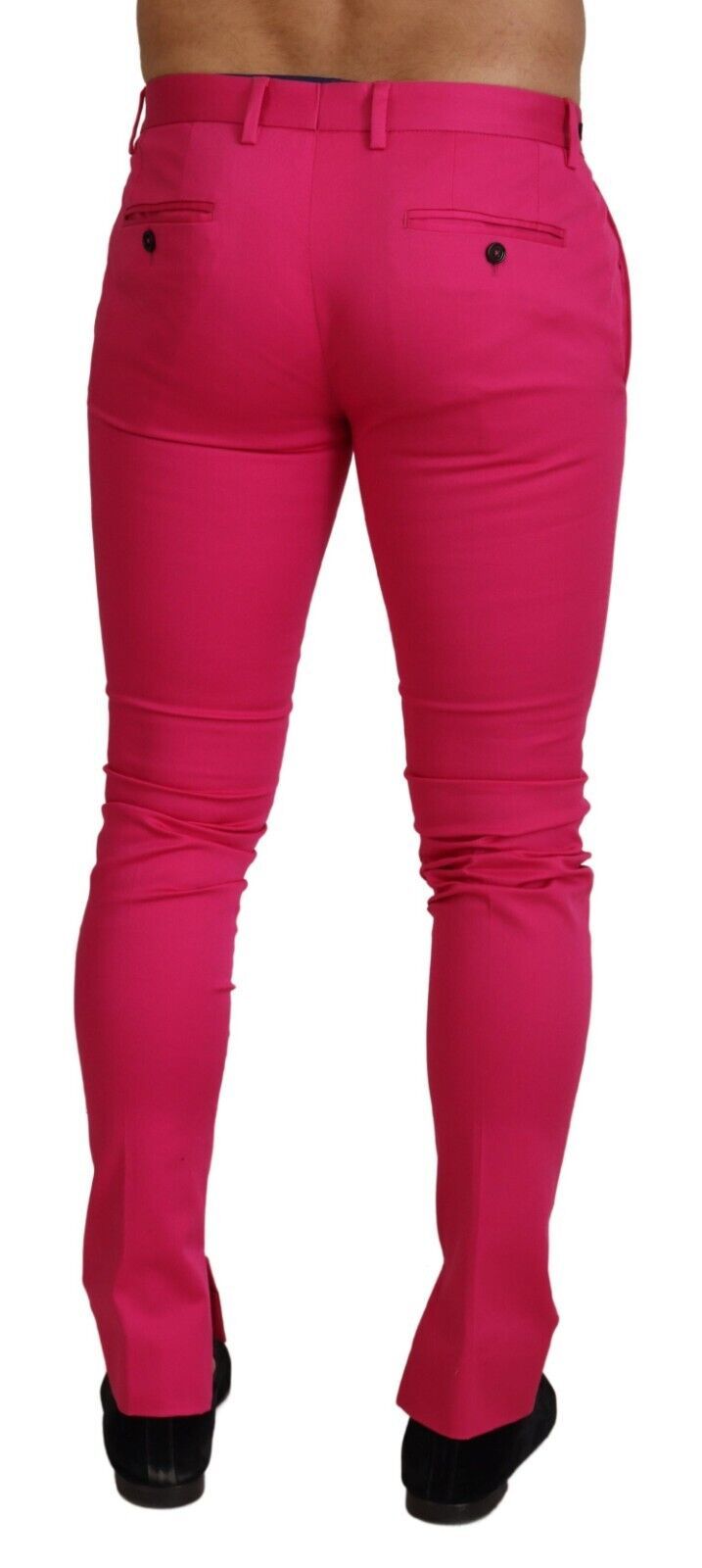 Rosa Hose mit Reißverschluss, Schnalle und hohem Bund